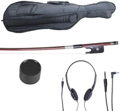 Cecilio 4/4 CECO-1BK Black Metallic Electric Cello with Ebony Fittings in Style 1 (Full Size)
