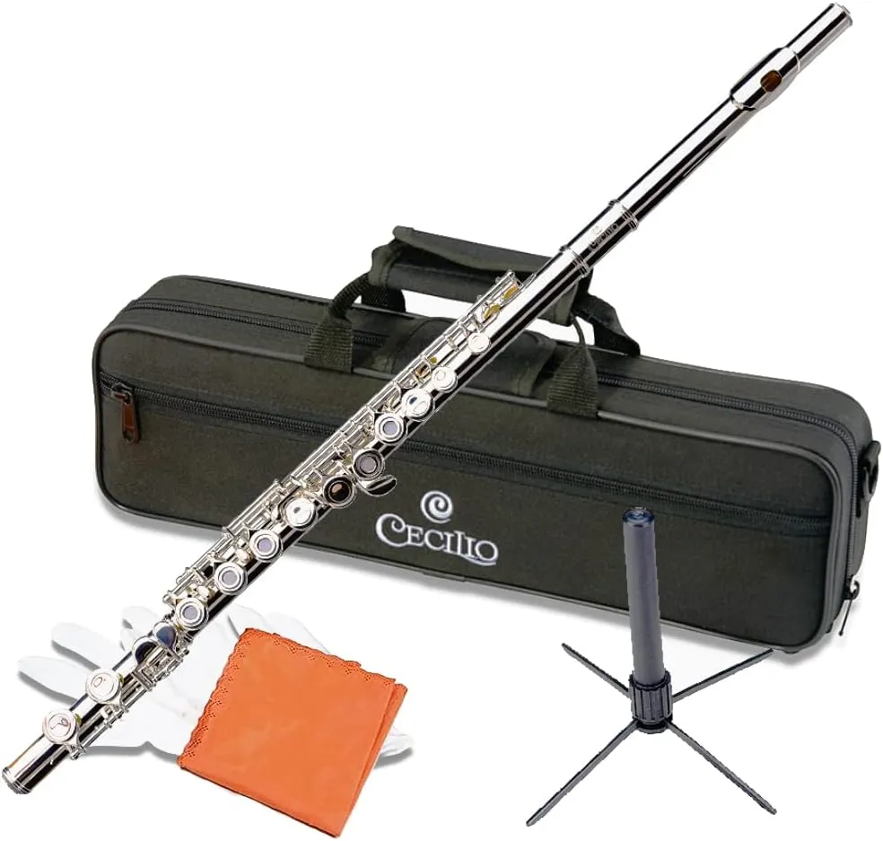 Cecilio Closed Hole C Flute - Musical Instrument, Kids Beginner/Intermediate Flute in Band & Orchestra, Nickel ﻿