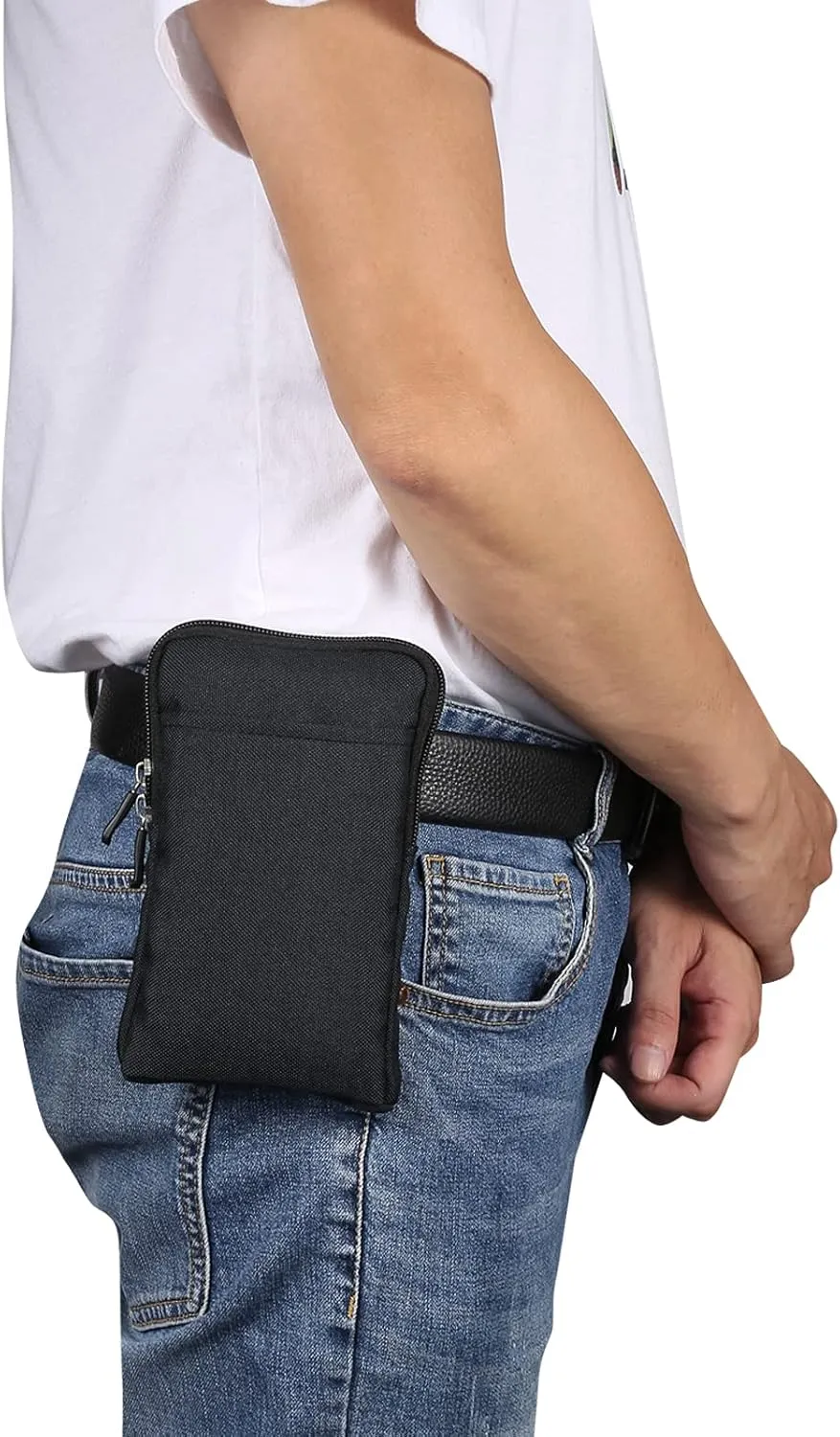 Cell Phone Belt Holster Men, Mobile Phone Shoulder Crossbody Bag vertical, Waterproof Outdoor Sport Mini Cell Phone Pouch with Belt Loop Nylon SmartPhone Waist Pocket Universal Flip Cellphone Sheath