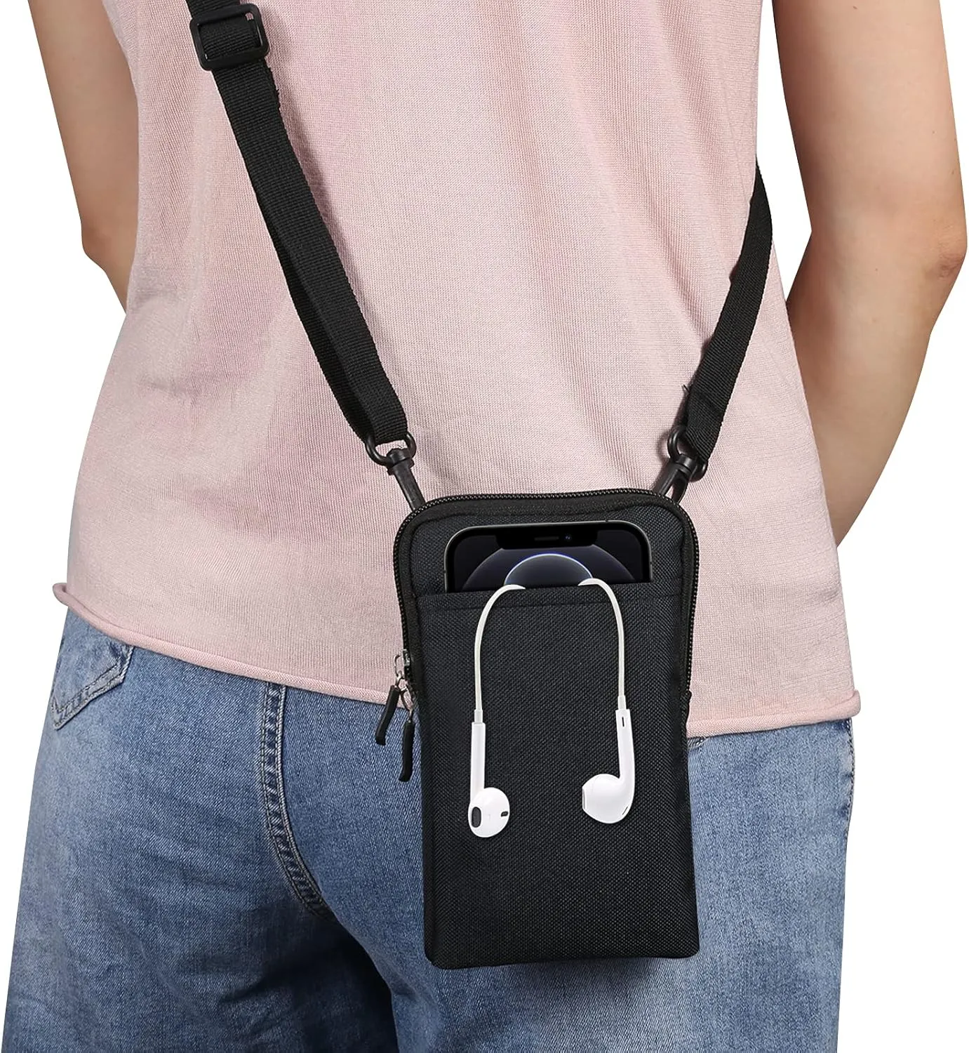 Cell Phone Belt Holster Men, Mobile Phone Shoulder Crossbody Bag vertical, Waterproof Outdoor Sport Mini Cell Phone Pouch with Belt Loop Nylon SmartPhone Waist Pocket Universal Flip Cellphone Sheath