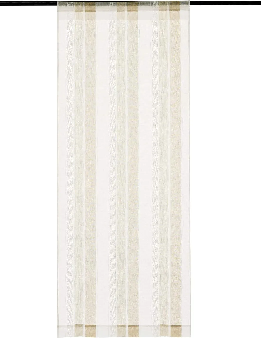 Central Park Sheer Beige and White Stripe Farmhouse Curtains Boucle Linen Window Curtain Panel Pairs Yarn Dyed Woven 63 Inches Long for Living Room Bedroom 2 Pack Rod Pocket Rustic Living Panels