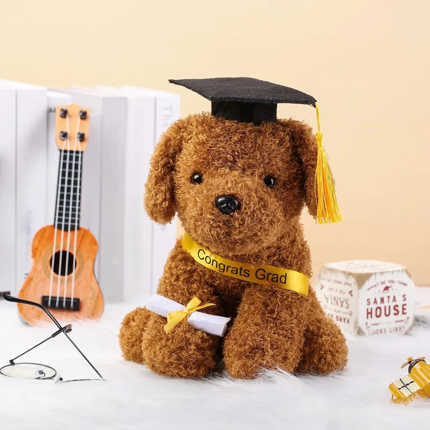 Chalyna 10 Inch 2025 Graduation Season Dog Preschool Plush Stuffed Animal Kindergarten Puppy with Graduation Hat, Diploma and Sash, Plush Dog Gift for Student, Kids, Friend, Relatives