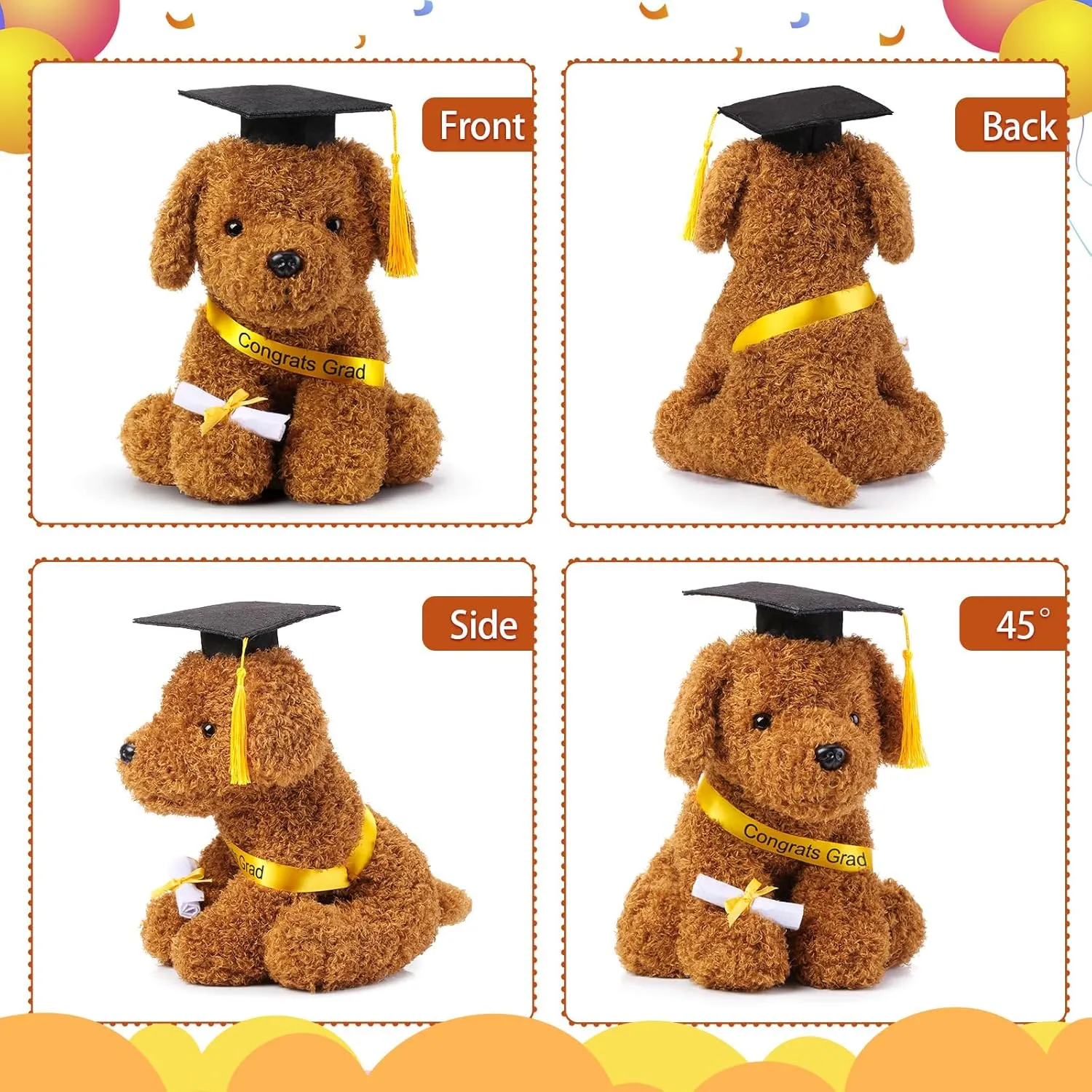Chalyna 10 Inch 2025 Graduation Season Dog Preschool Plush Stuffed Animal Kindergarten Puppy with Graduation Hat, Diploma and Sash, Plush Dog Gift for Student, Kids, Friend, Relatives