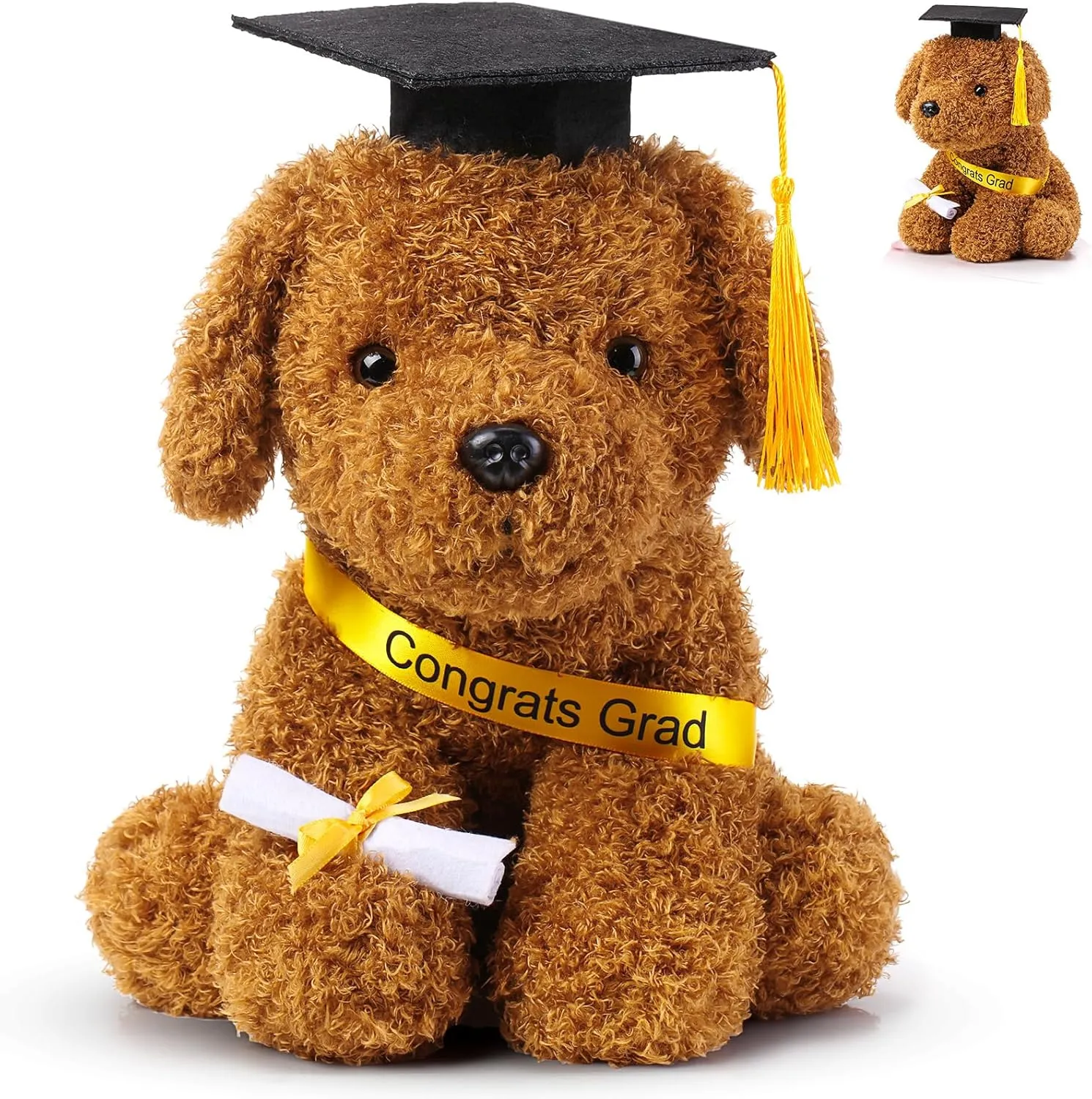 Chalyna 10 Inch 2025 Graduation Season Dog Preschool Plush Stuffed Animal Kindergarten Puppy with Graduation Hat, Diploma and Sash, Plush Dog Gift for Student, Kids, Friend, Relatives