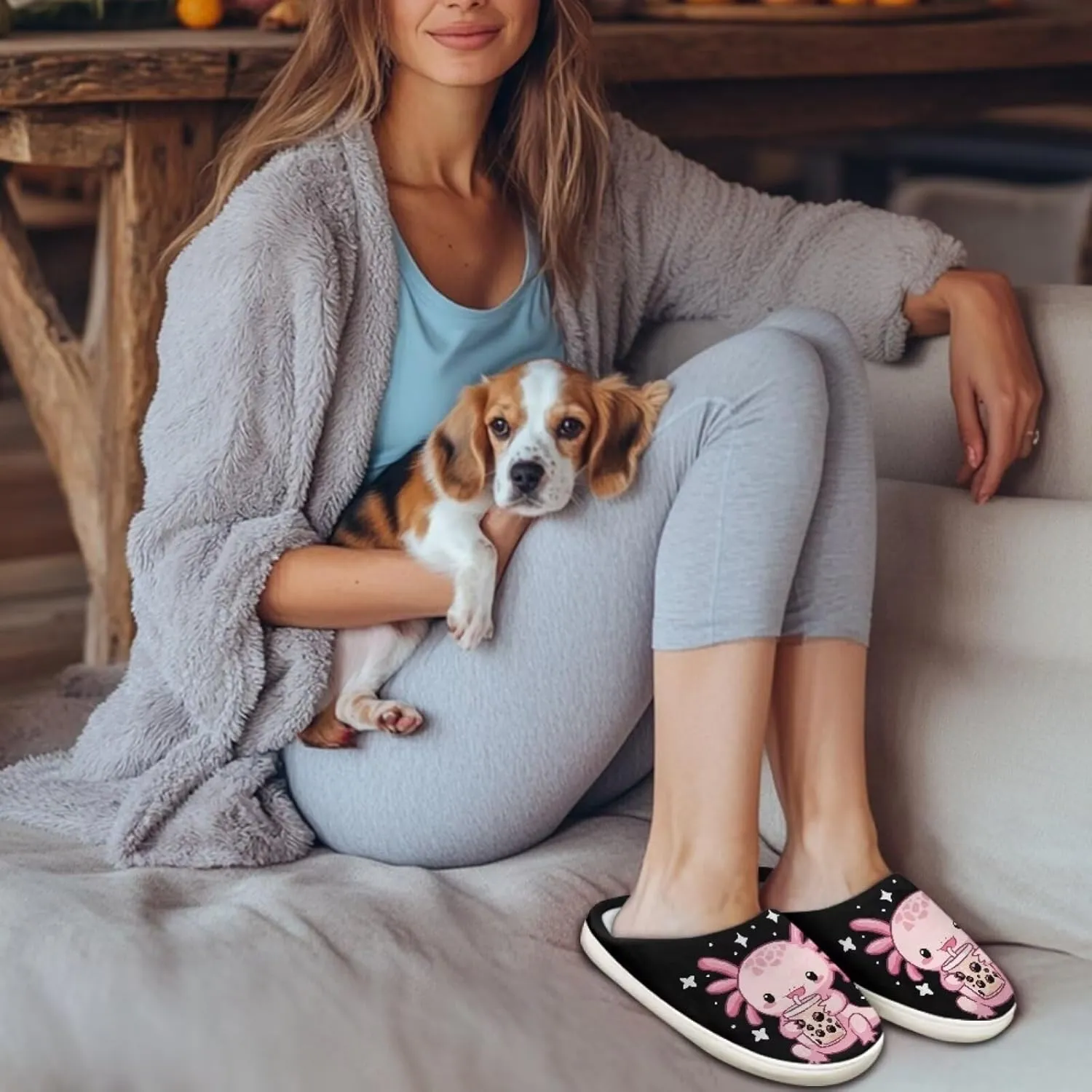chaqlin House Slippers for Women Fuzzy Sandals Thick Sole Memory Foam Furry Lightweight Winter Outdoor Slip Resistant Causal Fuzzy Slipper Shoes
