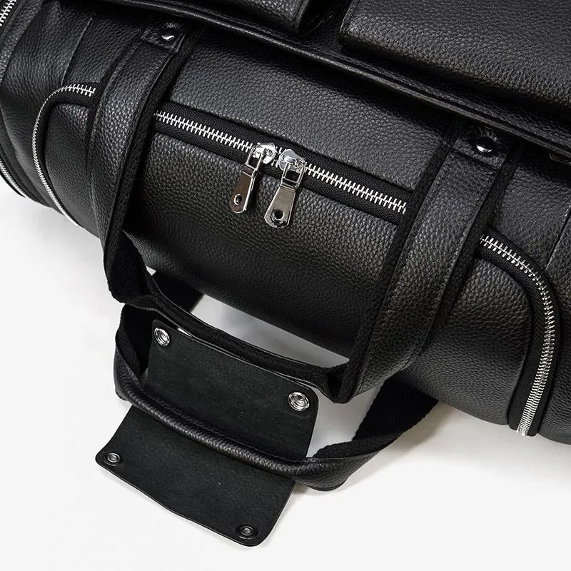 CHARLEROI Black Leather Travel Bag