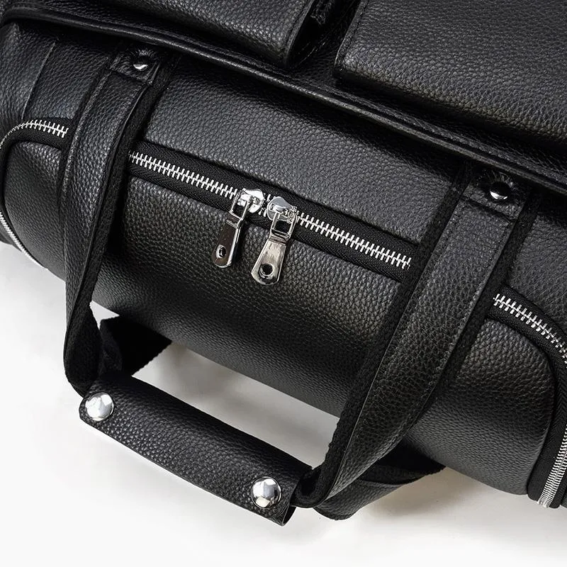 CHARLEROI Black Leather Travel Bag