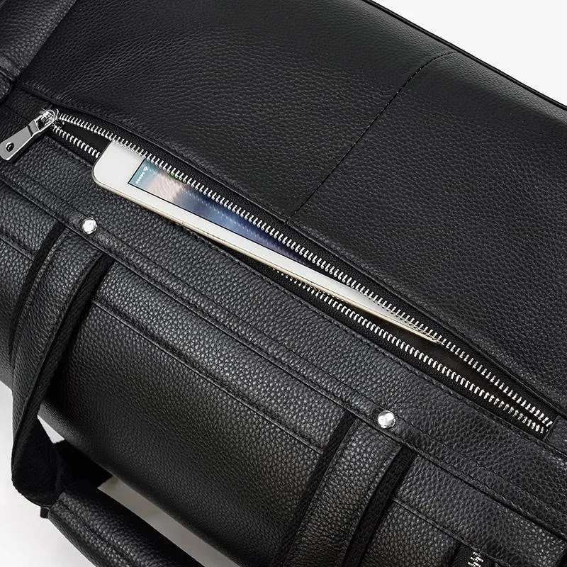 CHARLEROI Black Leather Travel Bag