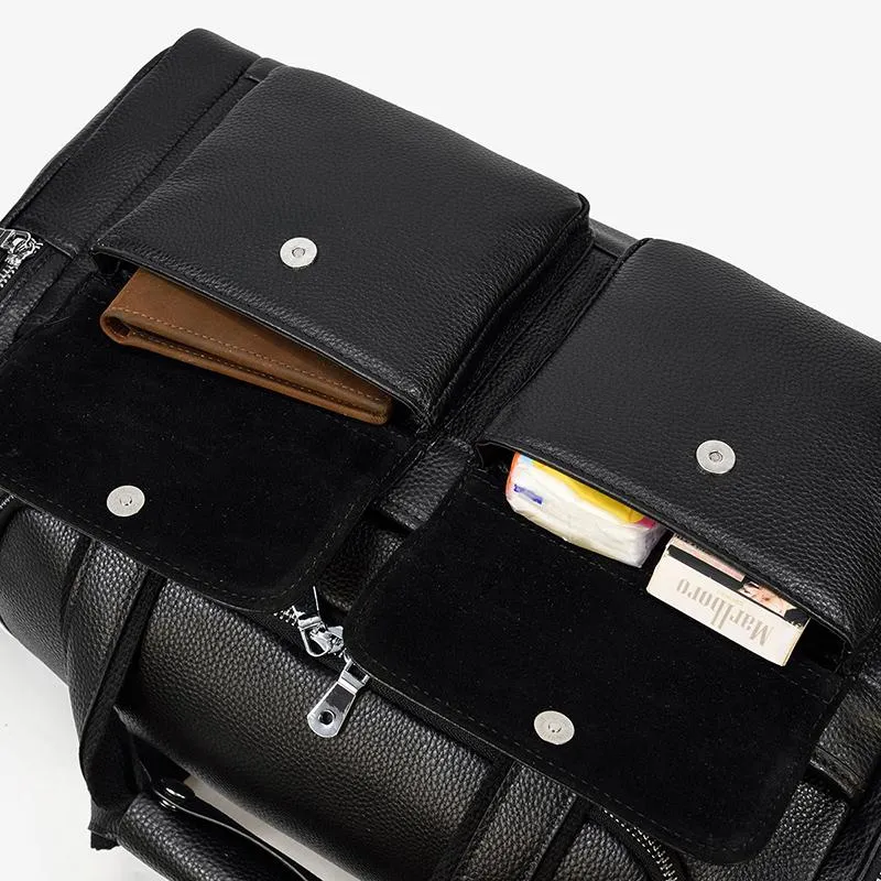 CHARLEROI Black Leather Travel Bag