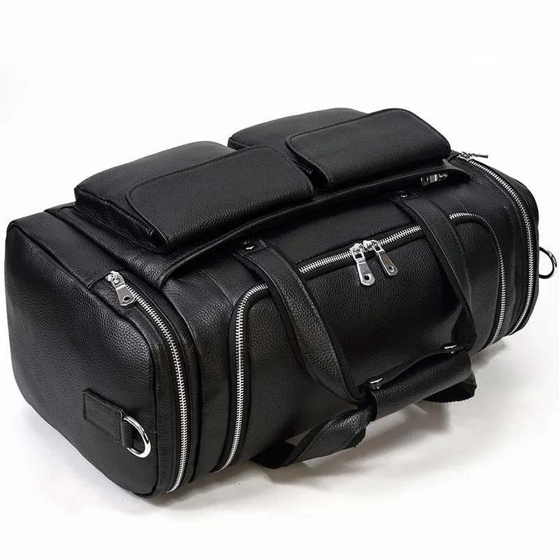 CHARLEROI Black Leather Travel Bag