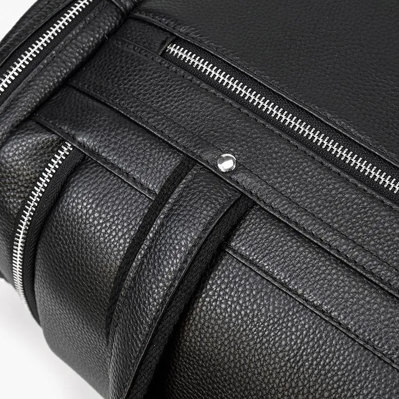CHARLEROI Black Leather Travel Bag
