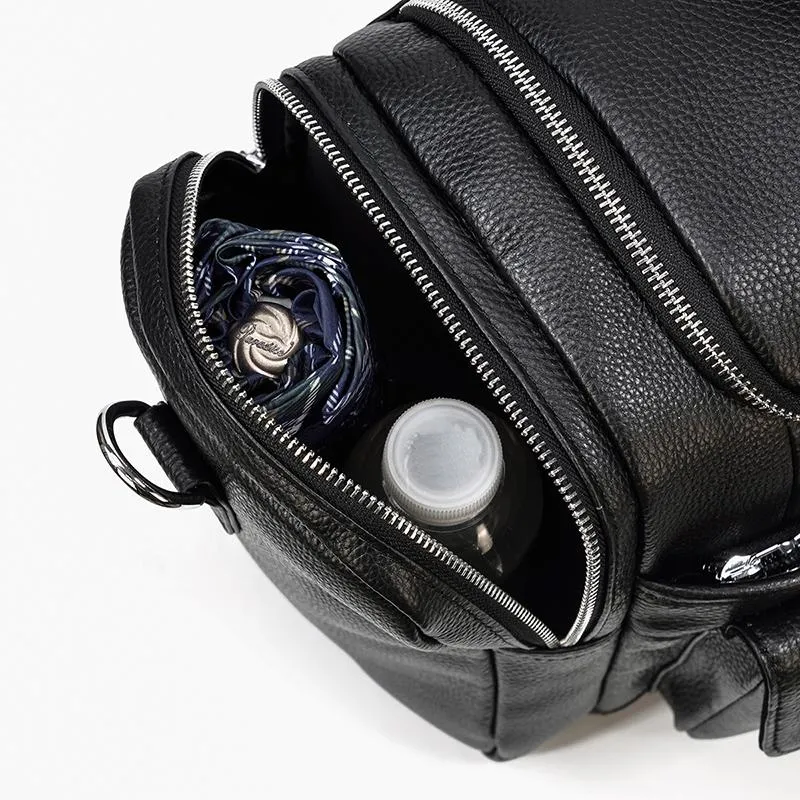 CHARLEROI Black Leather Travel Bag