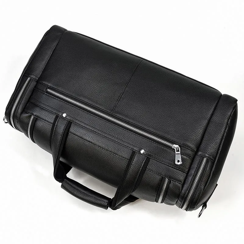 CHARLEROI Black Leather Travel Bag