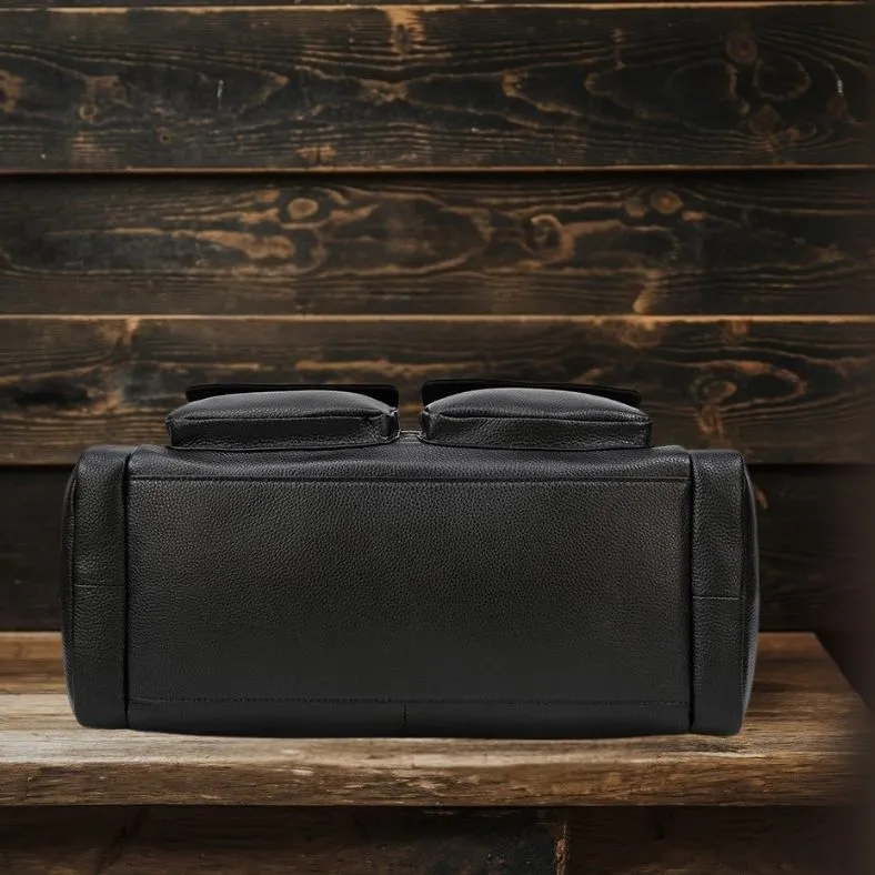 CHARLEROI Black Leather Travel Bag