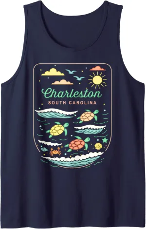 Charleston SC Cute Beach Vacation Sea Turtle Lover Tank Top