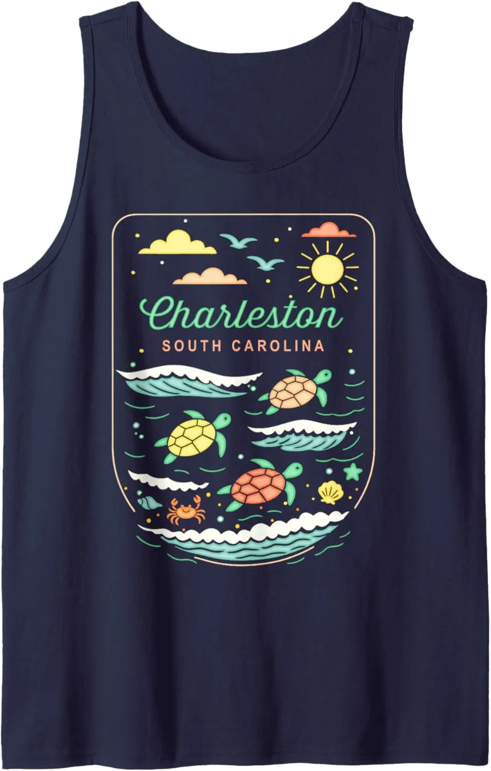 Charleston SC Cute Beach Vacation Sea Turtle Lover Tank Top