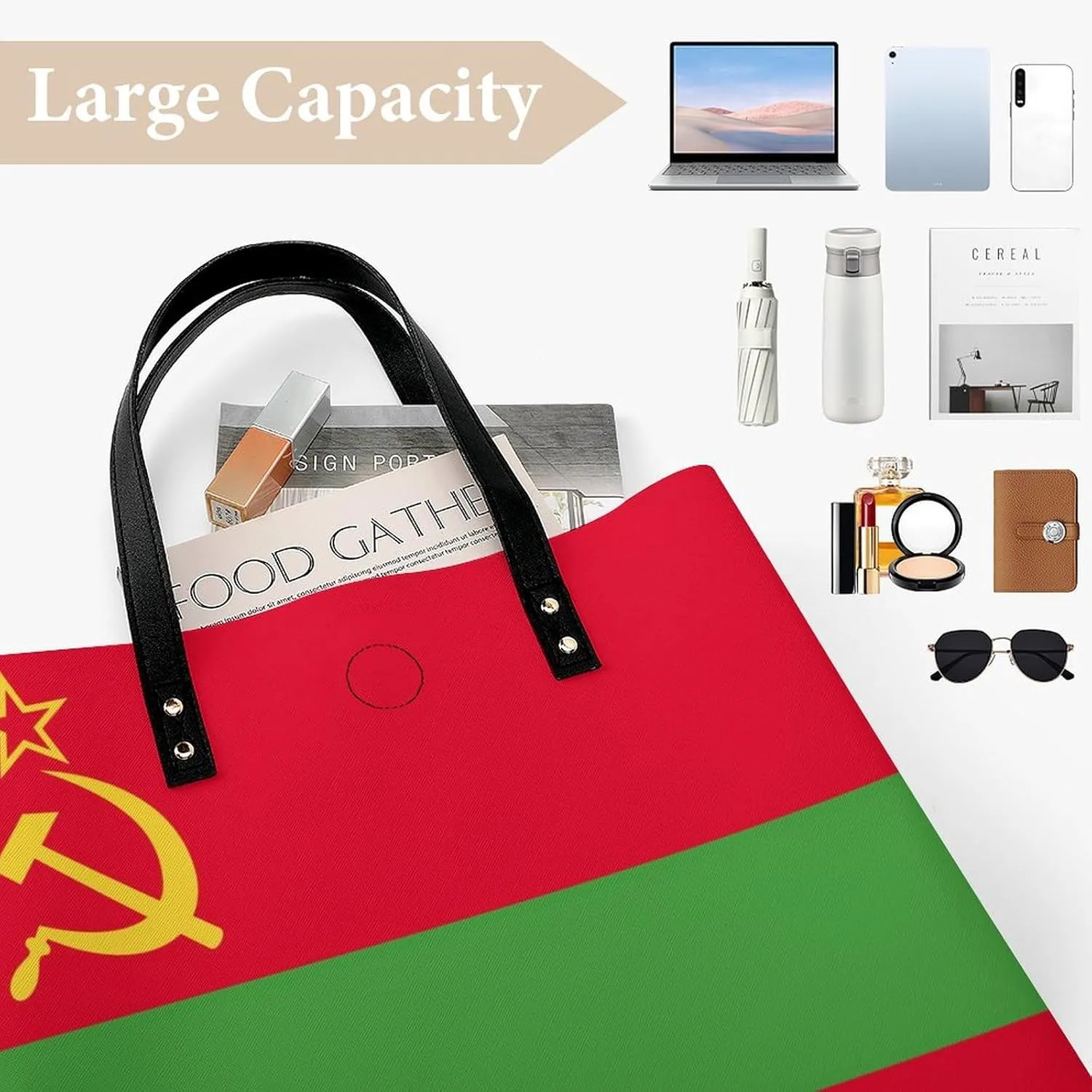 Chic Paraguay Flag Women's Tote Handbag Leather Large Capacity Shoulder Bag for Work
