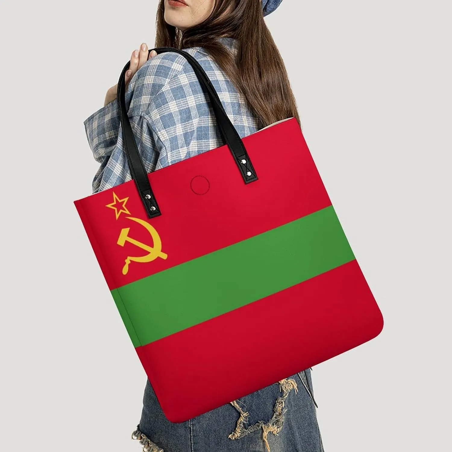 Chic Paraguay Flag Women's Tote Handbag Leather Large Capacity Shoulder Bag for Work