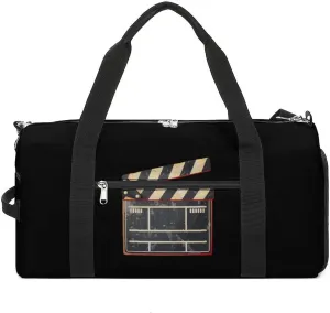 Cinema Clapper Board Sports Gym Bag for Men Women Travel Duffel Bag with Shoulder Strap
