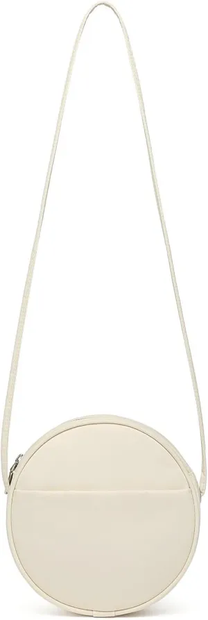 Circle Crossbody Bag for Women NYLON Circle Purse with Zipper Adjustable Knot Shoulder Straps