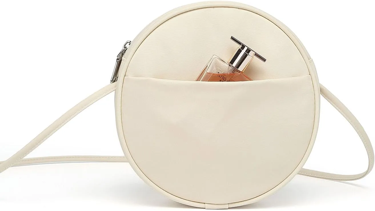 Circle Crossbody Bag for Women NYLON Circle Purse with Zipper Adjustable Knot Shoulder Straps