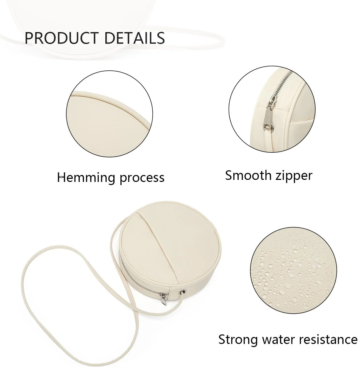 Circle Crossbody Bag for Women NYLON Circle Purse with Zipper Adjustable Knot Shoulder Straps