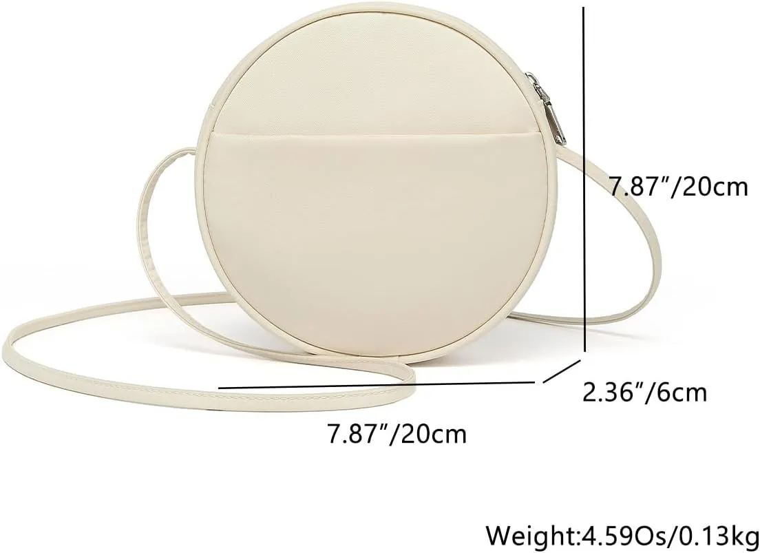 Circle Crossbody Bag for Women NYLON Circle Purse with Zipper Adjustable Knot Shoulder Straps