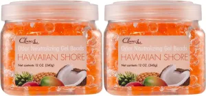 Clear Air Odor Eliminator Gel Beads - 12 oz, Pack of 2 - Air Freshener Made with Essential Oils - Eliminates Odors in Bathrooms, Cars, Boats, RVs & Pet Areas - Hawaiian Shore Scent