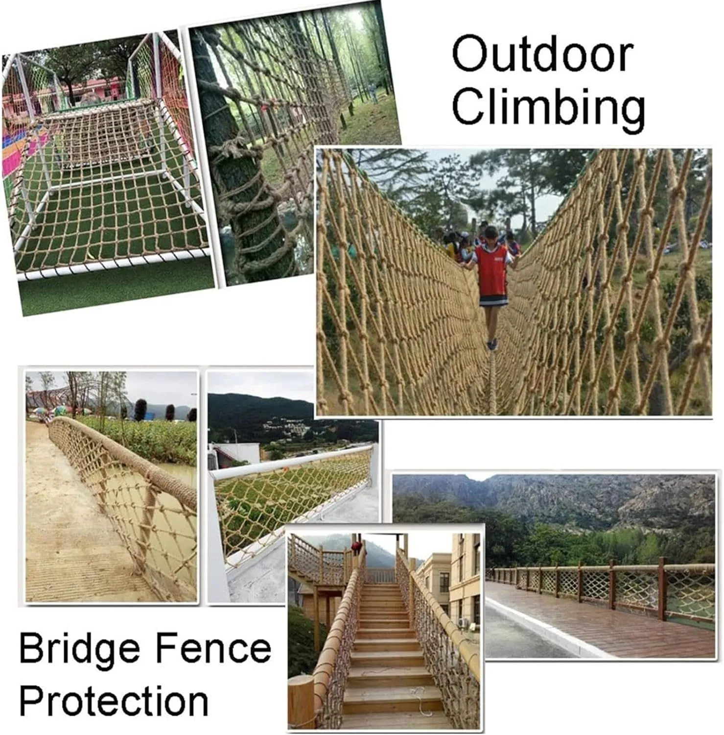 Climbing Frame Net, 3x33FT / 1x10(M) Rope Netting Climbing Cargo Nets Playground Kids Child Rock Ladder Wall Hammock Tree House Playset Swingset (Rope Dia 1cm)