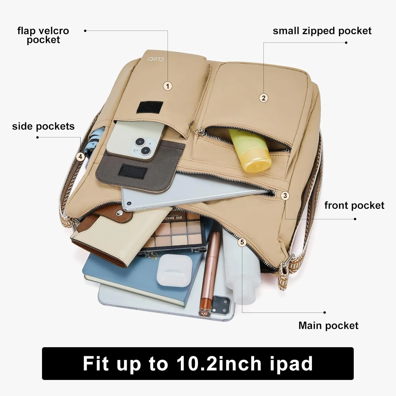 CLUCI Travel Purses for Women, Waterproof Nylon Crossbody Bags for Woman Trendy, Anti Theft Shoulder Bag for Ladies