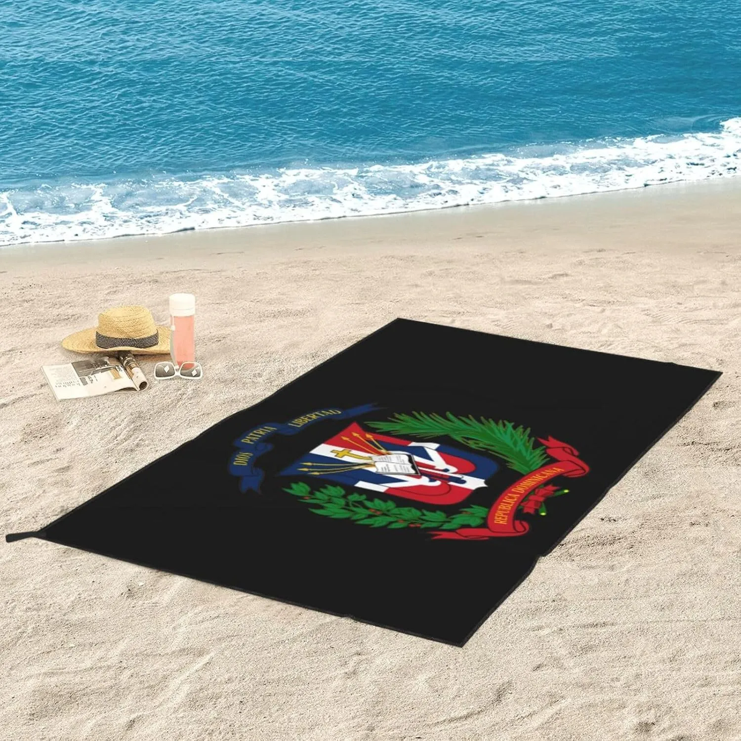 Coat of arms of The Dominican Republic Beach Towel Quick Dry Sand Free Lightweight Large 27.5"x55" with Travel Bag - Vacation Essentials Bath Towel for Pool, Summer
