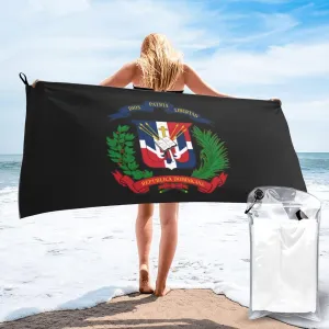 Coat of arms of The Dominican Republic Beach Towel Quick Dry Sand Free Lightweight Large 27.5"x55" with Travel Bag - Vacation Essentials Bath Towel for Pool, Summer