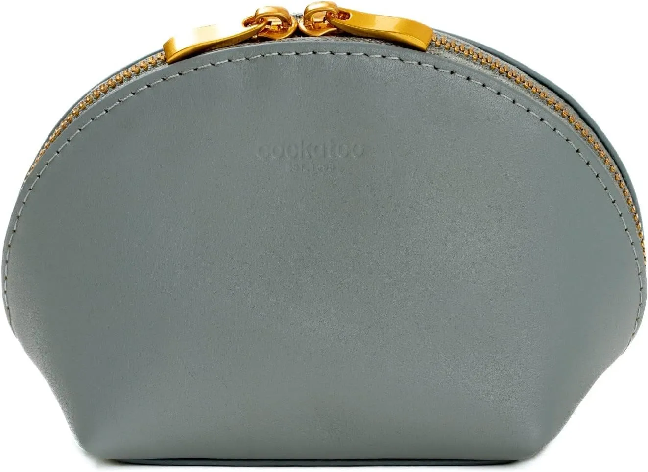 Cockatoo Makeup Bag Small Travel Cosmetic Pouch Genuine Leather Cosmetic Organizer for Women (Sage)