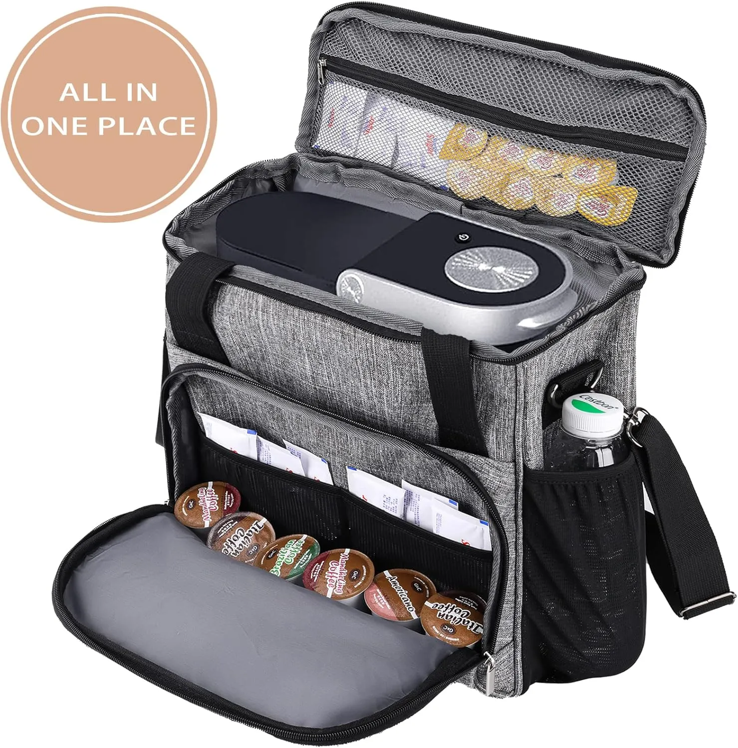 Coffee Maker Carring Bag for Keurig K-Slim/K-Express/K-Iced/Ninja PB041ST/Ninja PB051, Water Resistant Carry Case for Travel, Grey