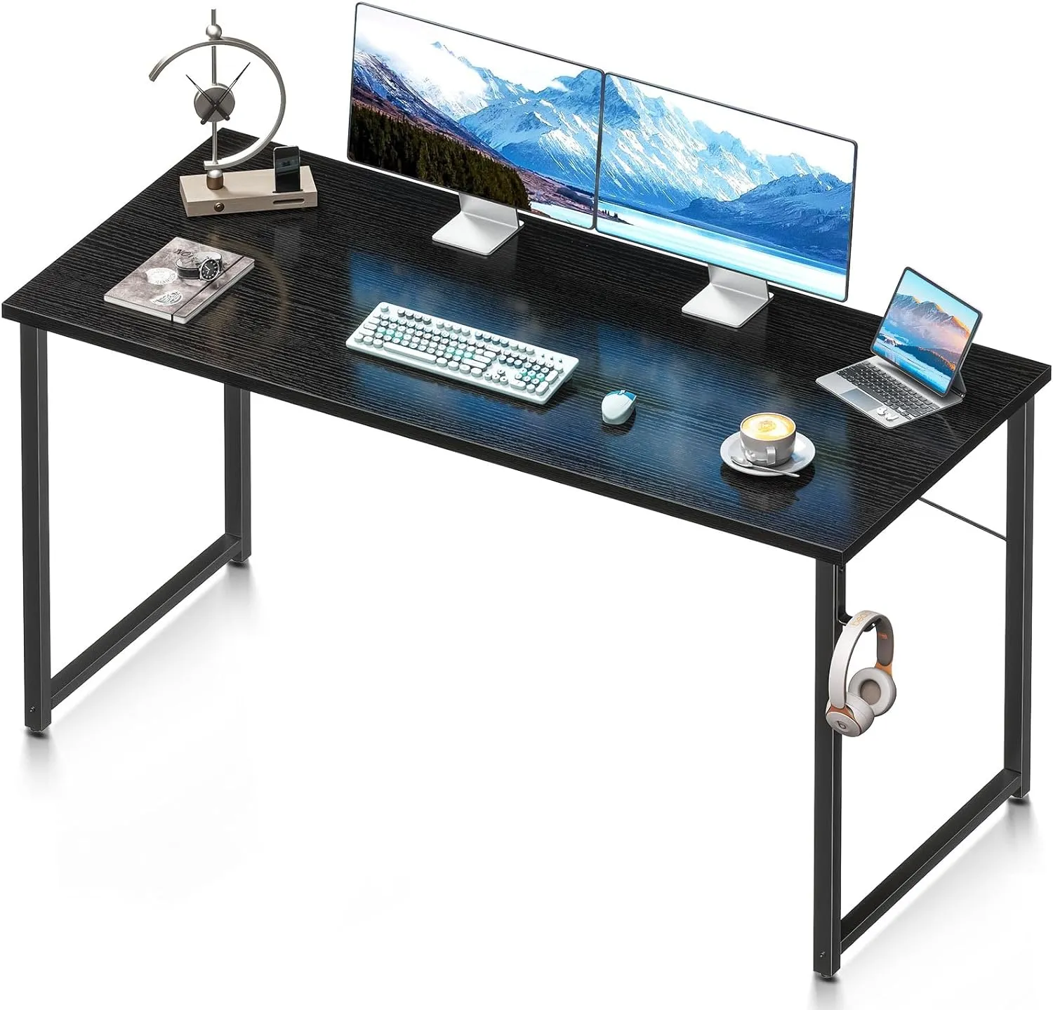 Coleshome 55 Inch Computer Desk, Modern Simple Style Desk for Home Office, Study Student Writing Desk, Black