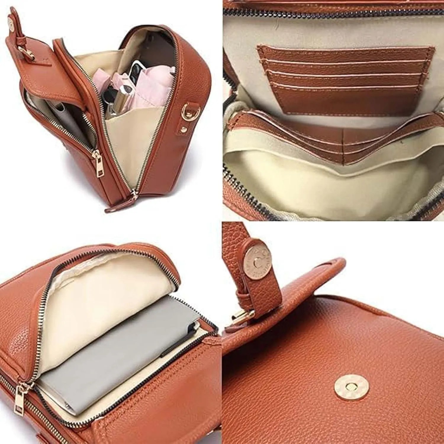 Collaboraten1 Crossbody Leather Bag, 2025 New Urvashi Crossbody Leather Bag, Anti-Theft Retro Design, Large Capacity