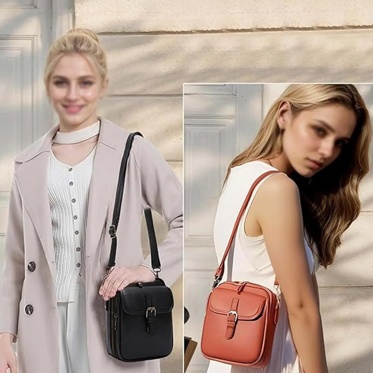 Collaboraten1 Crossbody Leather Bag, 2025 New Urvashi Crossbody Leather Bag, Anti-Theft Retro Design, Large Capacity