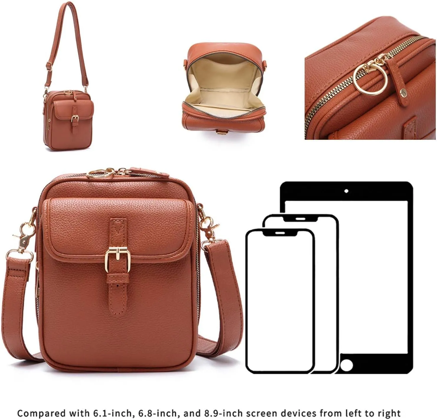 Collaboraten1 Crossbody Leather Bag, 2025 New Urvashi Crossbody Leather Bag, Anti-Theft Retro Design, Large Capacity