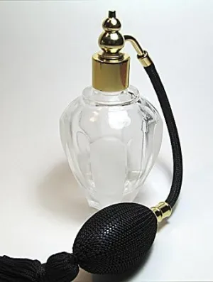 Cologne Perfume Empty Crystal Glass Refillable Bottle with Black Bulb Atomizer Sprayer