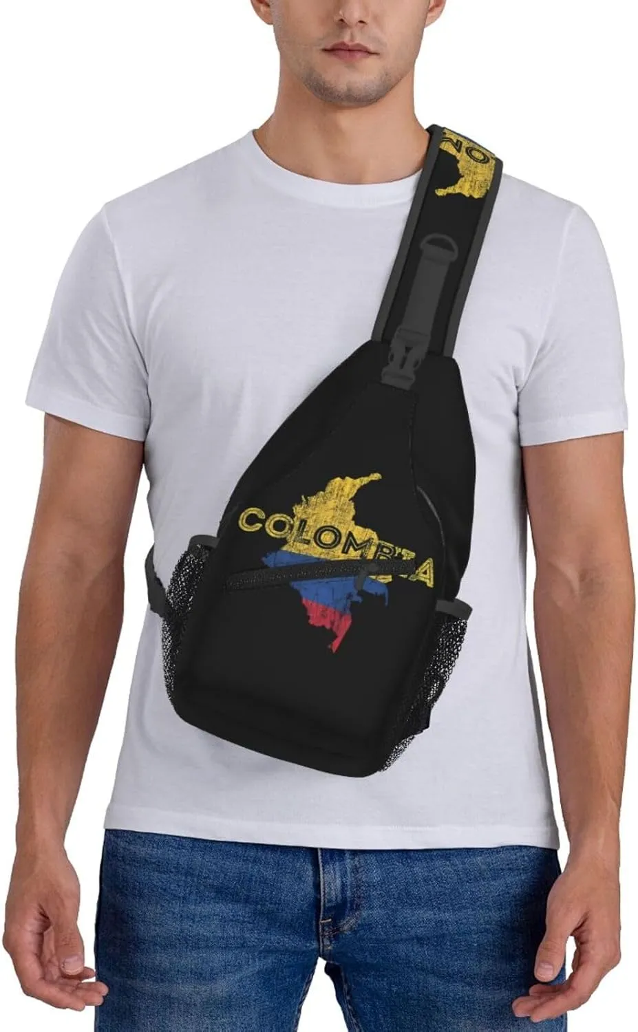 Colombian Map Colombia Flag Crossbody Bag Cross Chest Bag Adjustable Sling Backpack Sports Gym Shoulder Bags Travel Cycling Daypack Diagonally Casual Rucksack