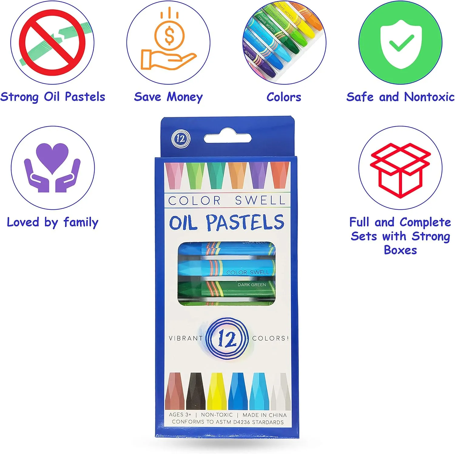 Color Swell Bulk Oil Pastels - 36 Packs with 12 Colors Each - Perfect for Kids, Classrooms, Parties, Students, Donations, Party Favors - Bulk Oil Pastels