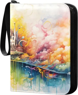 Colorful Building Card Binder Trading Cards Holder 4-Pocket，Album Pages Card Display Sleeves Fits 400 Cards Collector Book