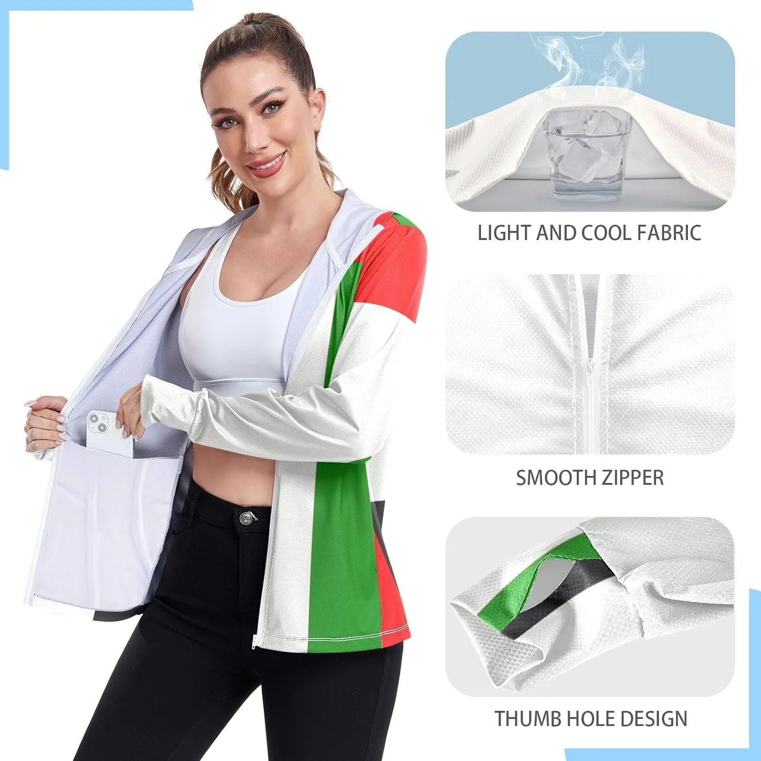Colorful Flag Upf Shirt Women, Upf 50  Beach Jacket, S-XXL