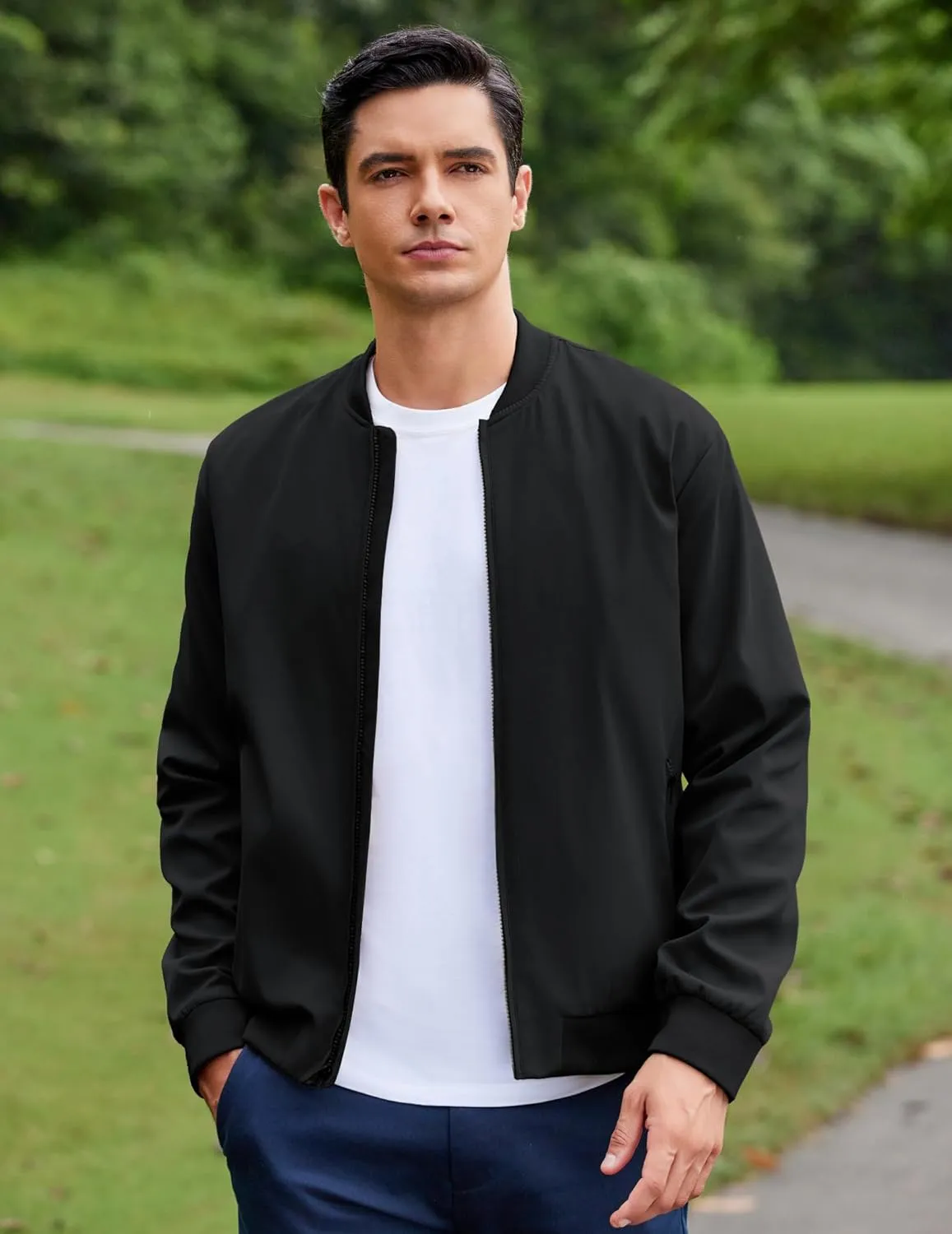 COOFANDY Men's Bomber Jacket Lightweight Casual Stylish Light Flight Jacket Windbreaker Varsity Jackets