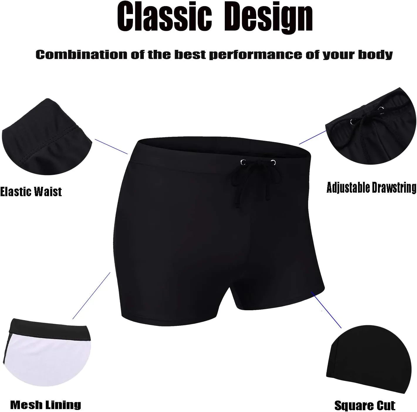 COOFANDY Men's Swimsuit Camo Quick Dry Mens Swimming Shorts Trunks with Pockets