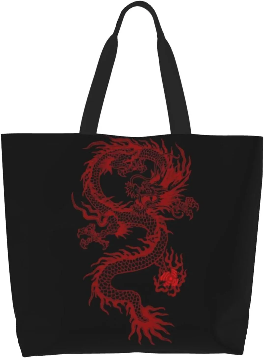 Cool Dragon Tote Bag Foldable Dragon Shoulder Bags Reusable Grocery Tote Bag Beach Bag Shopping Bag Travel Bag