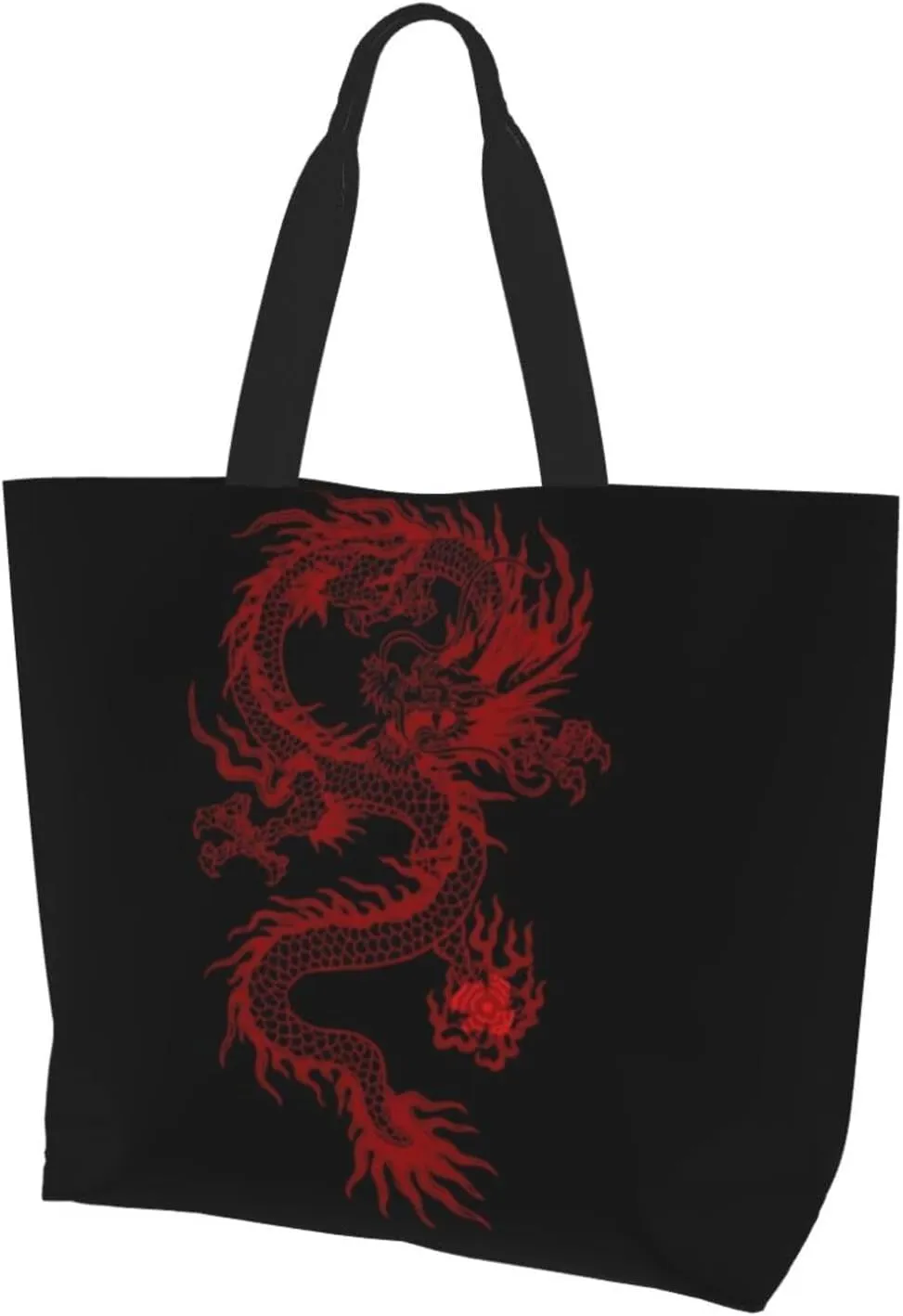 Cool Dragon Tote Bag Foldable Dragon Shoulder Bags Reusable Grocery Tote Bag Beach Bag Shopping Bag Travel Bag