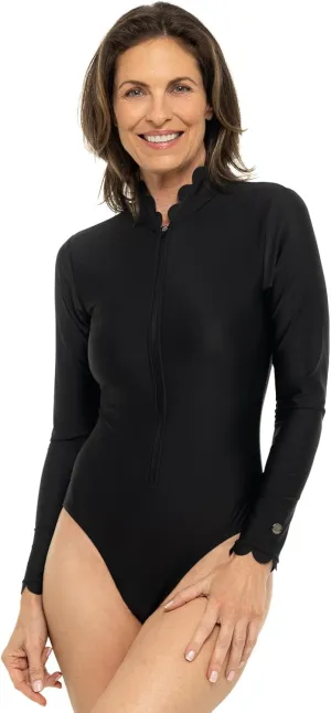 Coolibar UPF 50  Women's Great Star Scallop Long Sleeve Swimsuit - Sun Protective