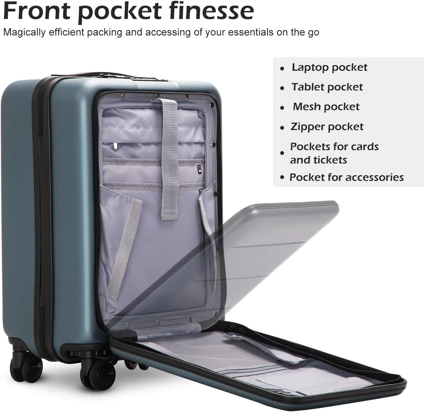 Coolife Luggage Suitcase Piece Carry On ABS PC Spinner Trolley with pocket Compartmnet(Sakura pink, 20in(carry on))
