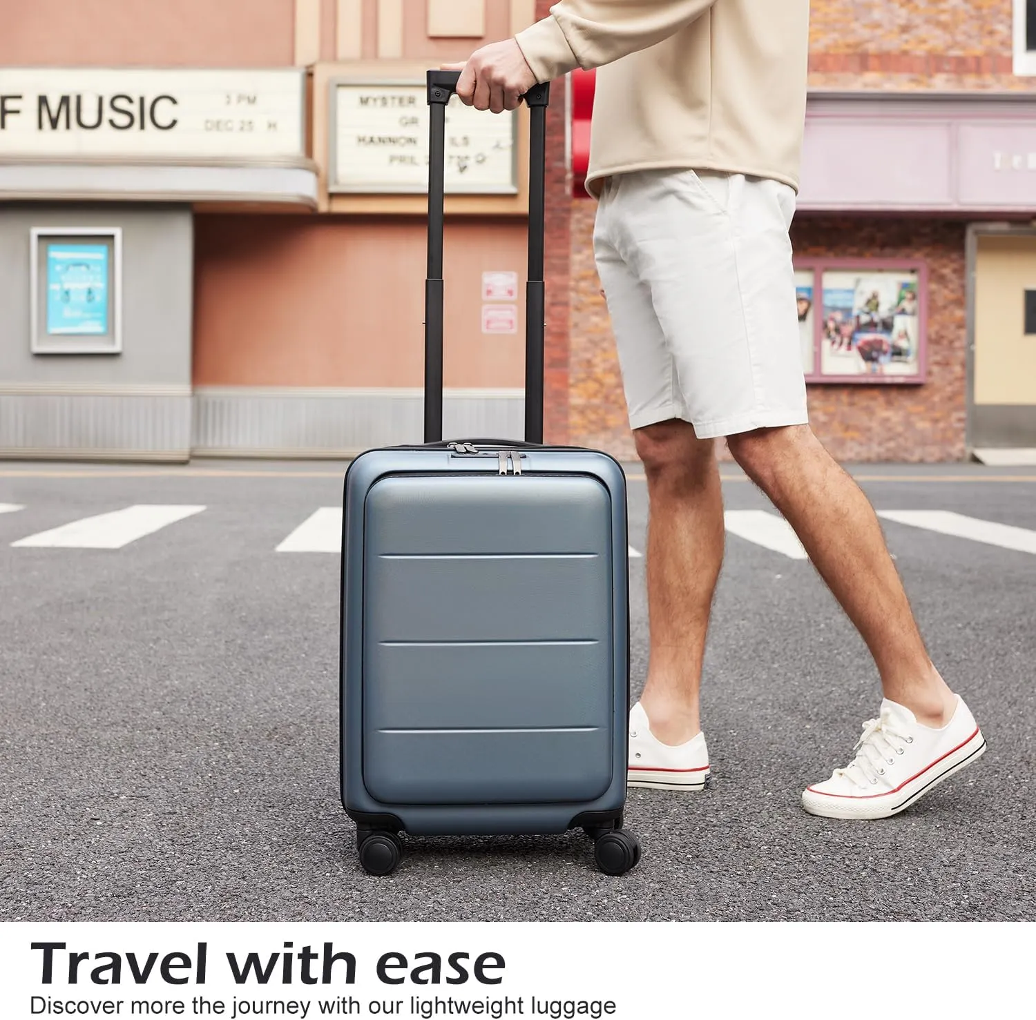 Coolife Luggage Suitcase Piece Carry On ABS PC Spinner Trolley with pocket Compartmnet(Sakura pink, 20in(carry on))